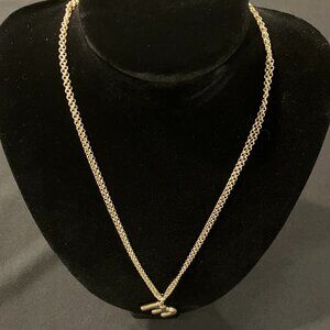 Lussoro 18kt gold plated double chain necklace with "m" charm 18"-20"